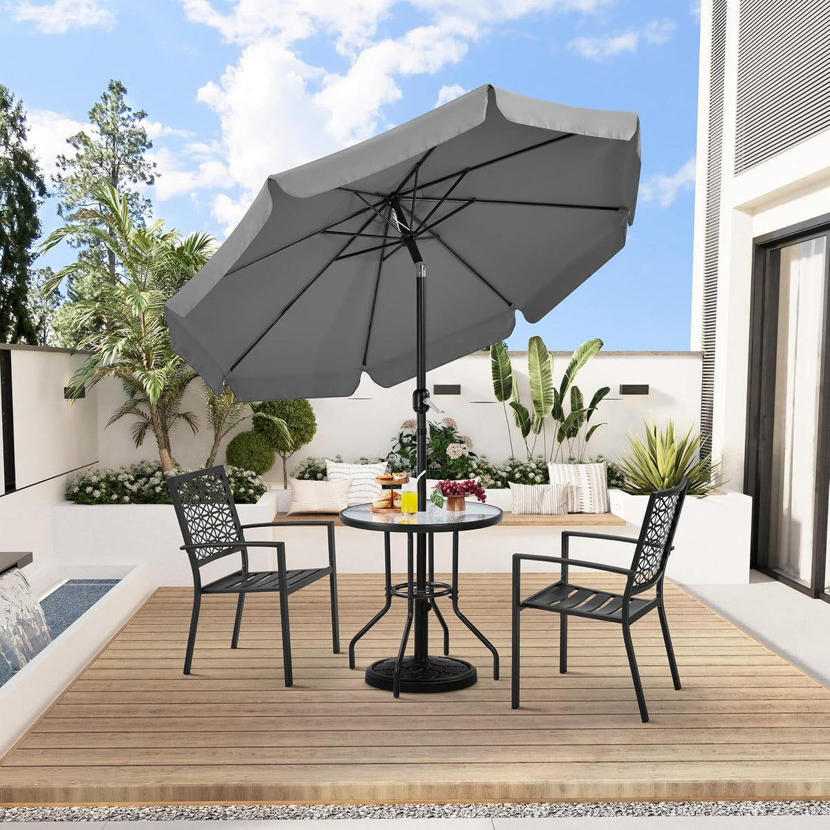 Gartenschirm „Parasol“ 268 cm mit Schwenkfunktion, Pendelmechanismus und 8 Streben, grau