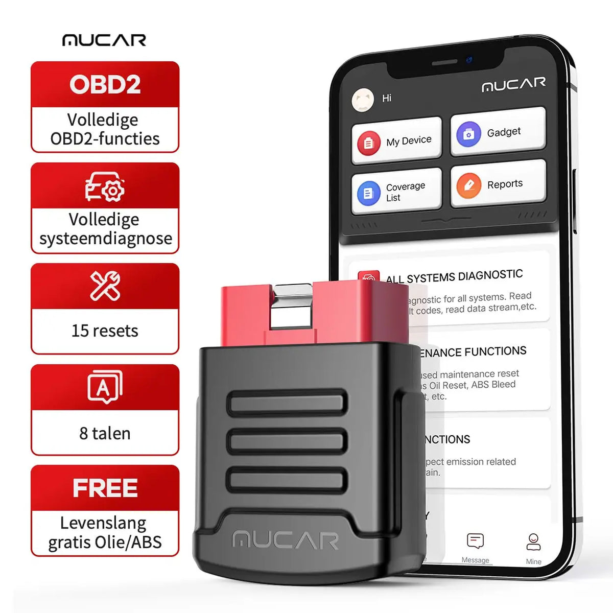 MUCAR BT200 Pro OBD2-Scanner mit Bluetooth, lebenslang kostenlose Vollsystemdiagnose, 15 Reset-Dienste (1 Jahr kostenlos), alle OBD2-Funktionen, kompatibel mit über 128 Automarken, für iOS und Android