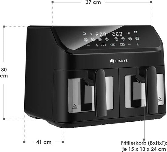 Double Airfryer - Heißluftfritteuse - 9 Liter - 9 Garprogramme