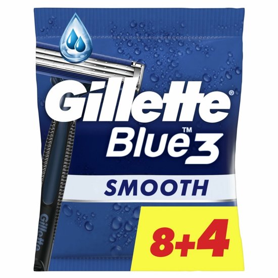 Gillette – Blue III Smooth – Einwegrasierklingen – Komfort und Schutz – 12 Rasierklingen