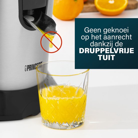 Princess Zitruspresse 201873 – 2 Presskegel – Extrem leistungsstarker Motor – 1000 W – Elektrische Zitruspresse – Presst alle Arten von Zitrusfrüchten