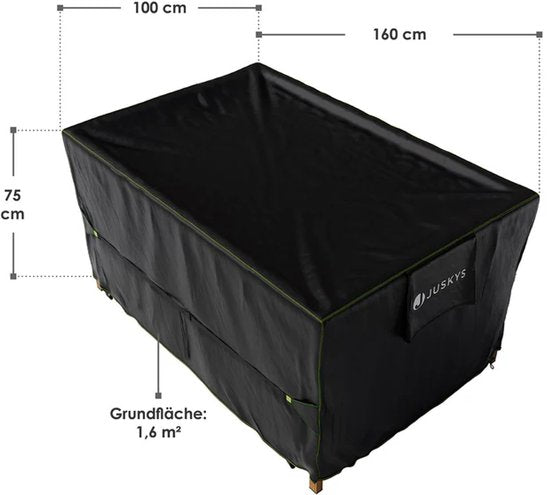 Juskys Gartenmöbelabdeckung – Wasserdicht – 160 x 100 x 75 cm – Schwarz