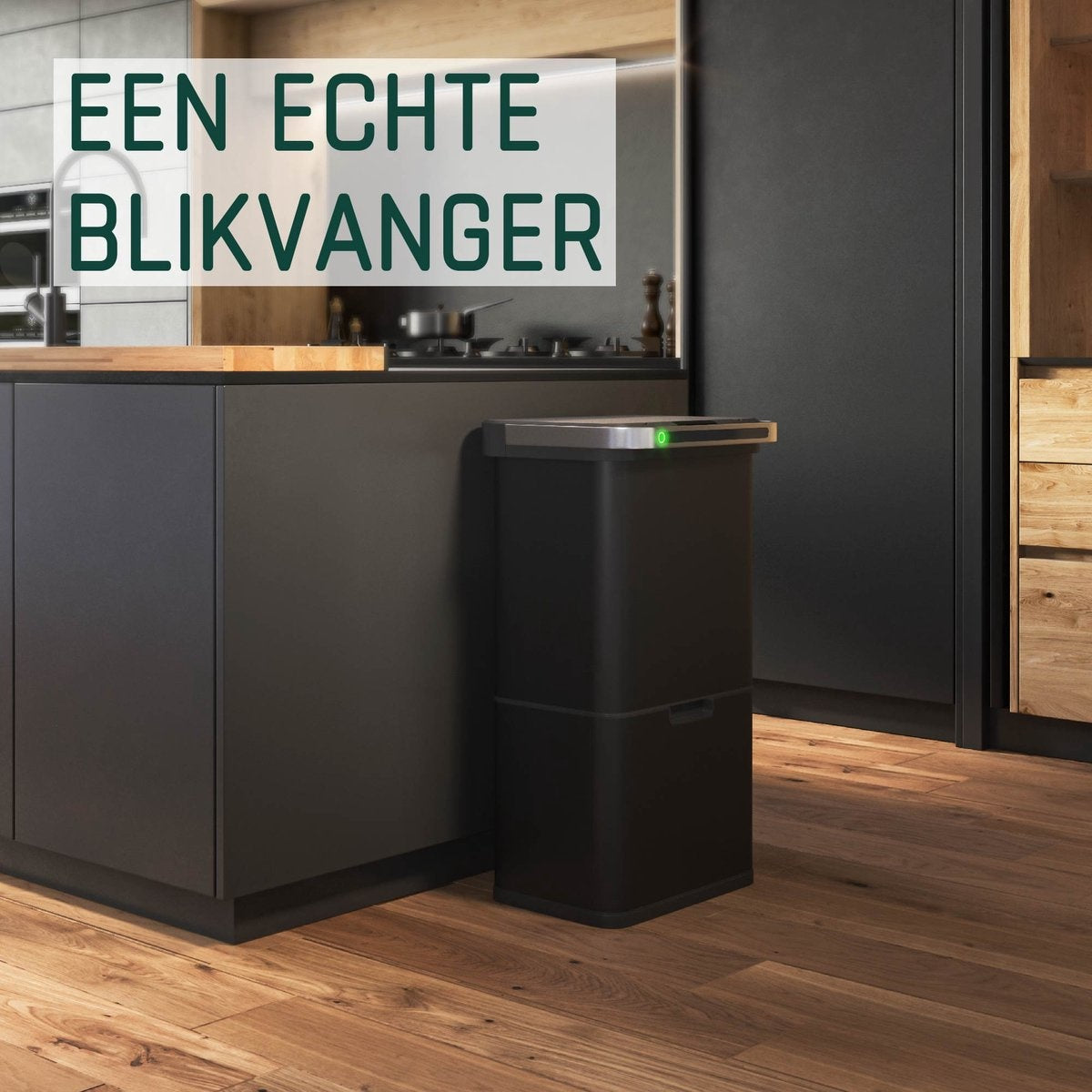 StangVollby Halden Abfalleimer mit Sensor - 60 L (2Ã—18L + 2Ã—12L) - Schwarz - 4 Fächer - Automatischer Luftfilter