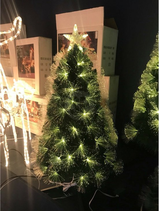 Weihnachtsdekoration Glasfaser-Weihnachtsbaum - Sterne led Lichter und Spike - 60 cm - 8 Funktionen