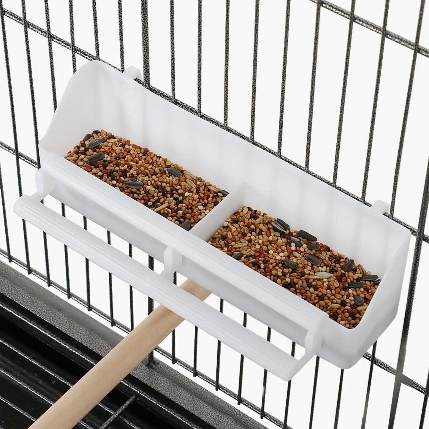 Yaheetech Vogelkäfig XXL mit mobilem Sockel - ausgestattet mit gesicherter Tür und Ablagefläche und 3 Holzstangen - für Papageien und Kakadus - schwarzes Metall - 79 x 52 x 132 cm