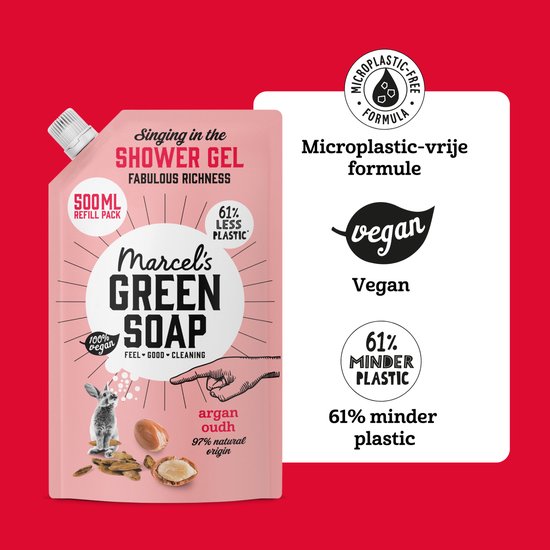 Marcel's Green Soap Duschgel-Nachfüllpackung – Argan & Oudh – 6 x 500 ml