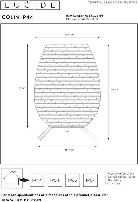 Lucide COLIN IP44 – Wiederaufladbare Tischlampe für drinnen und draußen – Akku/Batterie – LED mit 3-stufiger Dimmung – 1×3 W, 3000 K – IP44 – Schwarz – Japandi