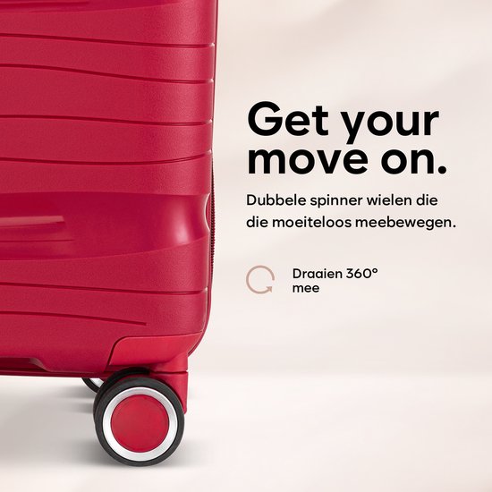 SKYCASES Travelin' Charm - 28-inch großer Reisekoffer - Zahlenschloss - 41x24x69 cm - 98L - Leicht, wasserdicht & langlebig - Rot
