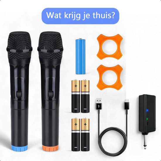 Tech Essentials® 2 Stück - Drahtloses Mikrofon-Set - 2.4Ghz - USB-C Empfänger - Plug & Play - Karaoke - Studio - ASMR