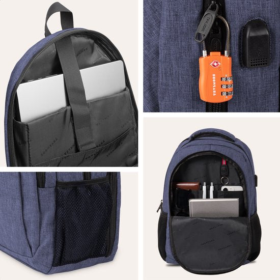 TRVLMORE Rucksack mit Lifetime - Rucksack mit 15.6 Zoll Laptopfach - Schultasche - Spritzwassergeschützt - Männer und Frauen - Jungen und Mädchen - 28L - Blau