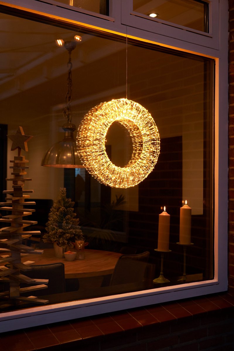 Luca Lighting - Lichtkranz - Warmweiße LED-Beleuchtung - Ø45 cm - Silber