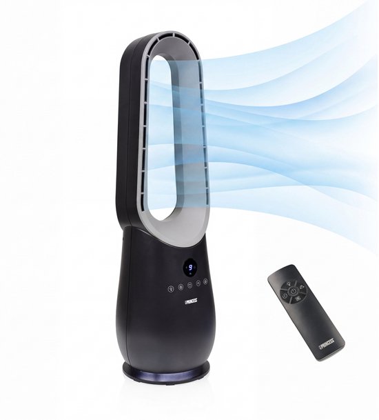 Princess blattloser Turmventilator – 70 W – mit Fernbedienung – Blattloser Ventilator – LED-Anzeige – 4 Geschwindigkeitsstufen – Schwenkbar – 351590