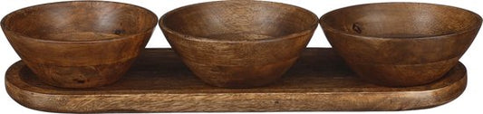 Mica Decorations Tomar Schale und Tablett - 200 ml - 100% FSC Mango Holz - Dunkelbraun