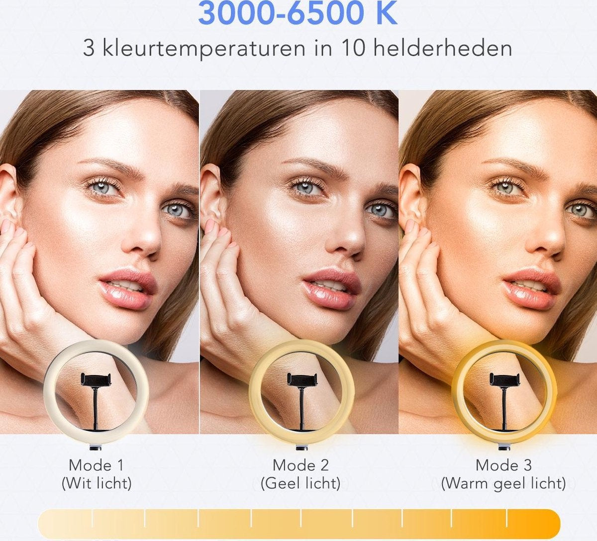 LifeGoods Ringlampe - LED - mit Stativ und Fernbedienung - Smartphone-Halterung - Schwarz