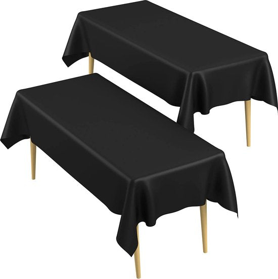 Partizzle 2x Plastik Einweg-Tischdecke - Geburtstag Dekorationen - Halloween Party Dekorationen - Weihnachten Hochzeit Hochzeit - Schwarz - 274 x 137 cm