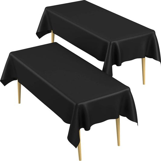 Partizzle 2x Plastik Einweg-Tischdecke - Geburtstag Dekorationen - Halloween Party Dekorationen - Weihnachten Hochzeit Hochzeit - Schwarz - 274 x 137 cm