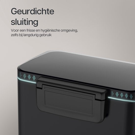 Deleca Mülleimer Prestige - 50 Liter - breit - Edelstahl Mülleimer / Abfallbehälter / Tret-Abfallsammler - mit Fußpedal und Slow Close - Mattschwarz
