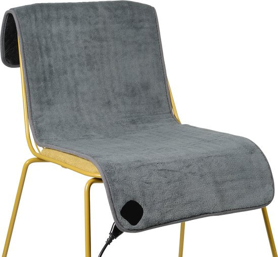 Tristar BW-4772 Elektrische Stuhldecke – Heizdecke – Waschmaschinenfest – Rutschfest – 110 x 40 cm – Fleece – Grau – Beheizter Lendenbereich – Für 1 Stuhl/Person