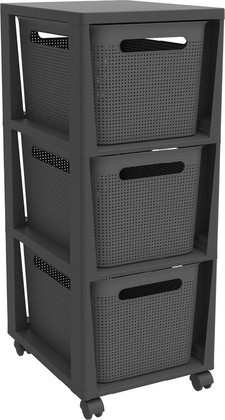 Rotho Tower Brisen - Schubladenschrank 3 x 16L mit Rollen - Anthrazit