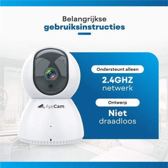 AyeCam Sicherheitskamera - Mit App - WiFi - Bewegungssensor - Inkl. 32GB SD - Kamera Sicherheit - Haustierkamera