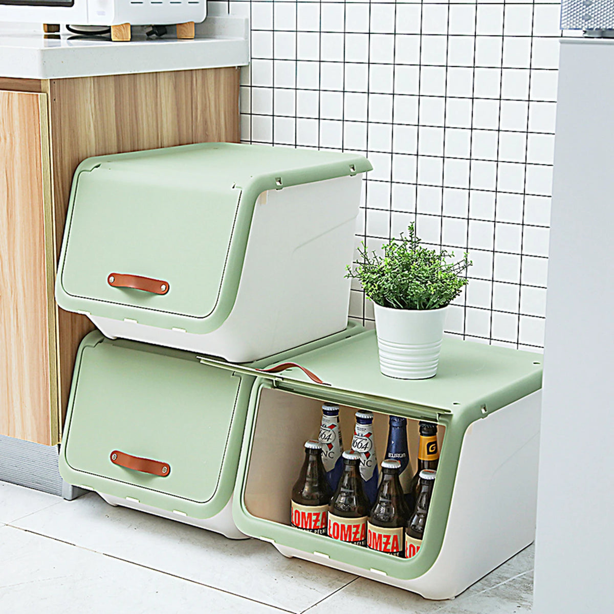 Citylife Aufbewahrungsboxen-Set, 3er-Set, grün, 38 x 46 x 31 cm