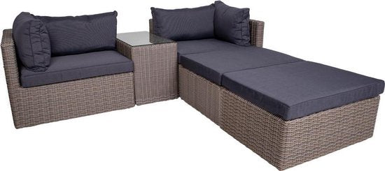 Rossi Lounge Set - Lounge Set in kubo-grau mit schwarzen Kissen