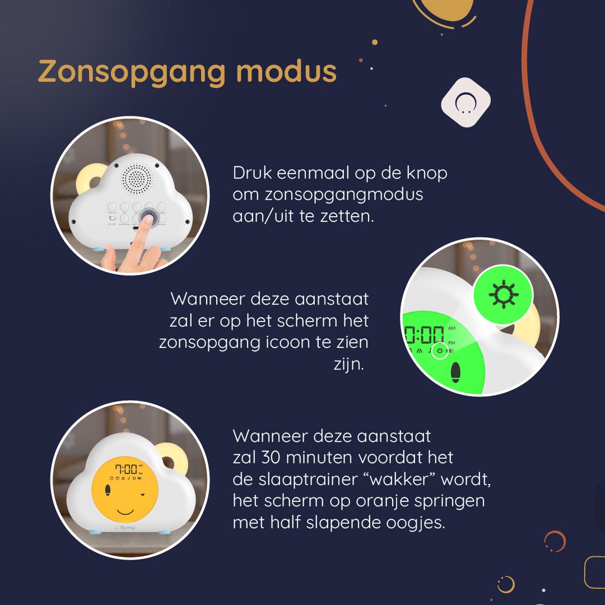 Numsy - Lou Sleep Trainer Kids - Kinderwecker mit Nachtlicht - LED - 16 x 11 x 4 cm - 5W - Cloud