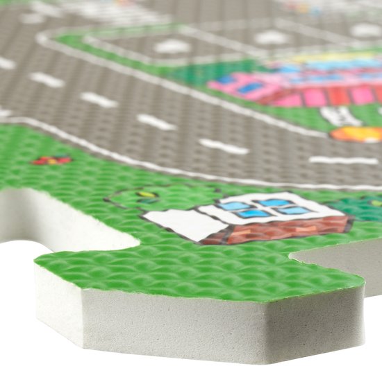 tectake® - Spielmatte - Schaumstoffspielmatte - Spielmatte Baby - Stadt und Straßen - 90 x 90 cm - 9-teilige Puzzlematte - Rutschfest - Geräuschabsorbierend und feuchtigkeitsbeständig