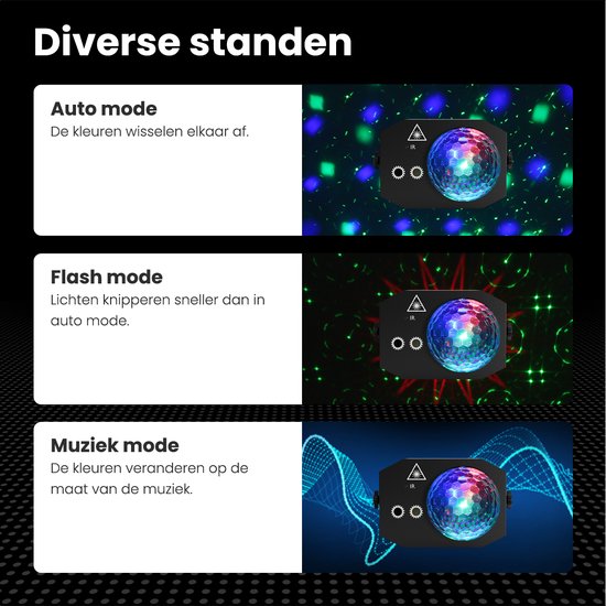 Auronic LED Disco Licht - Party Laser - Kinder - Partybeleuchtung - Disco Licht - Ferngesteuert und Musikgesteuert - 3 Meter Kabel