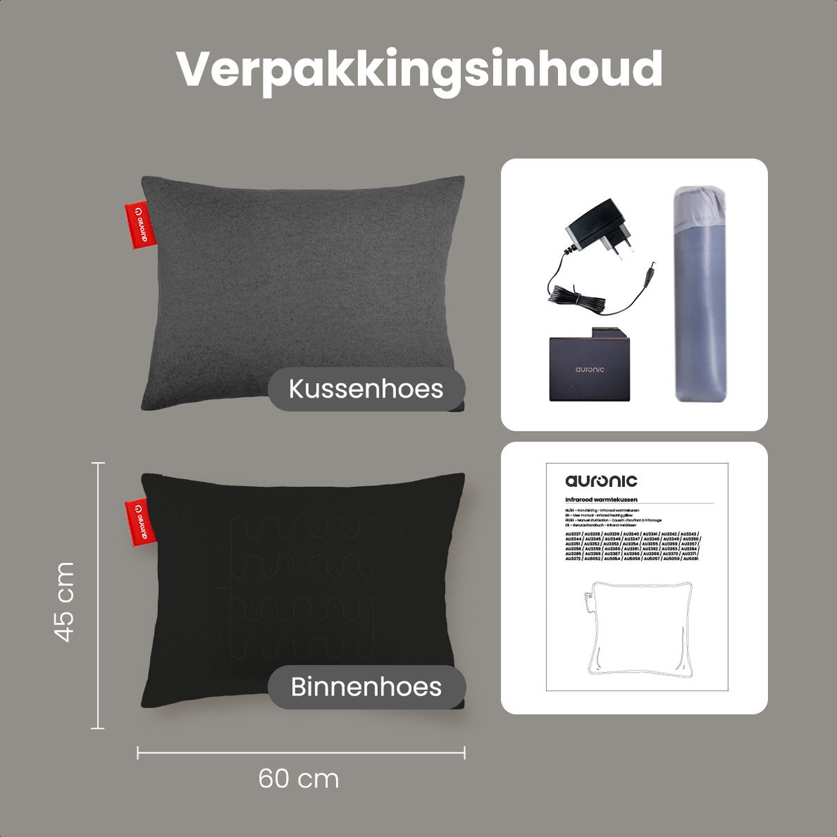 Auronic Wärmekissen - Classic - 45x60 - Kabellos - Wiederaufladbar - Elektrisch - Infrarot - Anthrazit