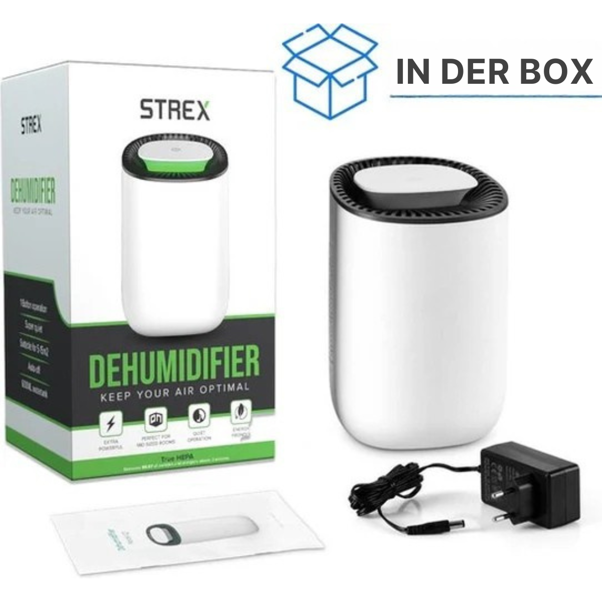 Strex Luftentfeuchter - Extrem leise - 600ml/Tag - Geeignet für Haus/Schlafzimmer & Büro - Weiß