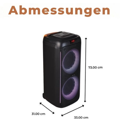 Denver Bluetooth Party Lautsprecher - BPS458 - mit Discolichtern - Inkl. drahtlosem Mikrofon & Fernbedienung - Schwarz