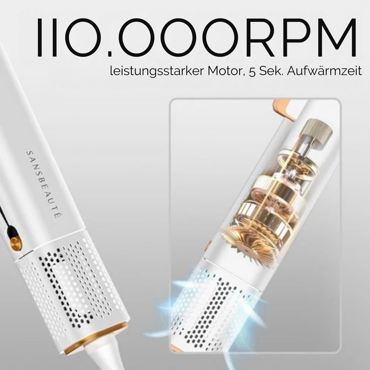 Sansbeauté® Sanstraight Glätteisen - 2-in-1 Airstraight - Haartrockner & Glätteisen - 80℃ bis 140℃ - Weiß