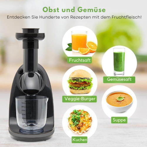 KitchenBrothers Entsafter - 700ml - BPA-frei - Trockenes Fruchtfleisch - Grau