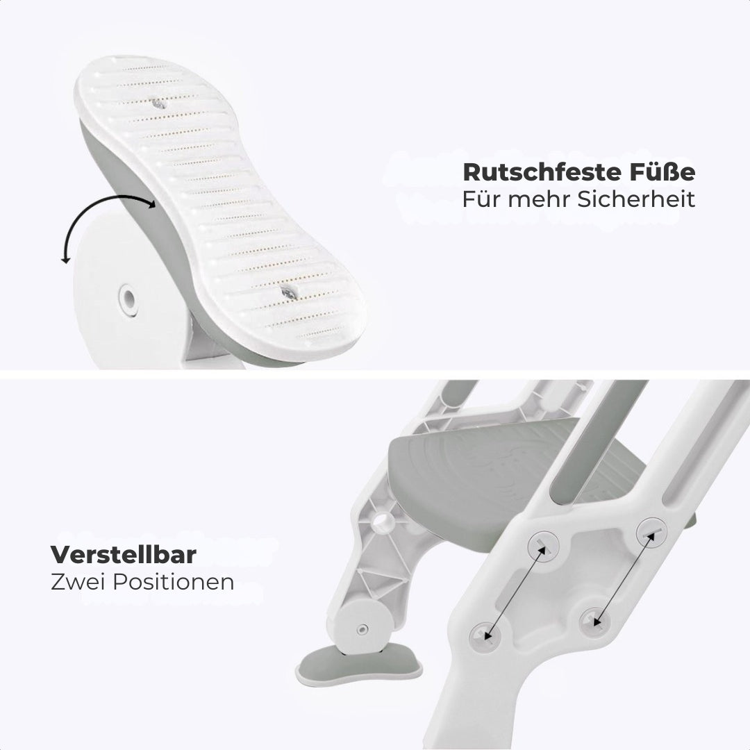 LifeGoods Toilettensitzverkleinerer - Mit Treppe - Töpfchen Kleinkind - 2 bis 7 Jahre - Grau/Weiß
