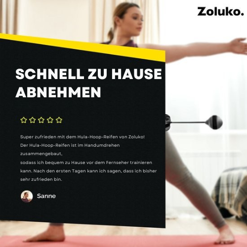Zoluko Hula Hoop XXL - Inkl. E-Book - Fitness - Mit Gewicht - 130 cm Umfang - Schwarz