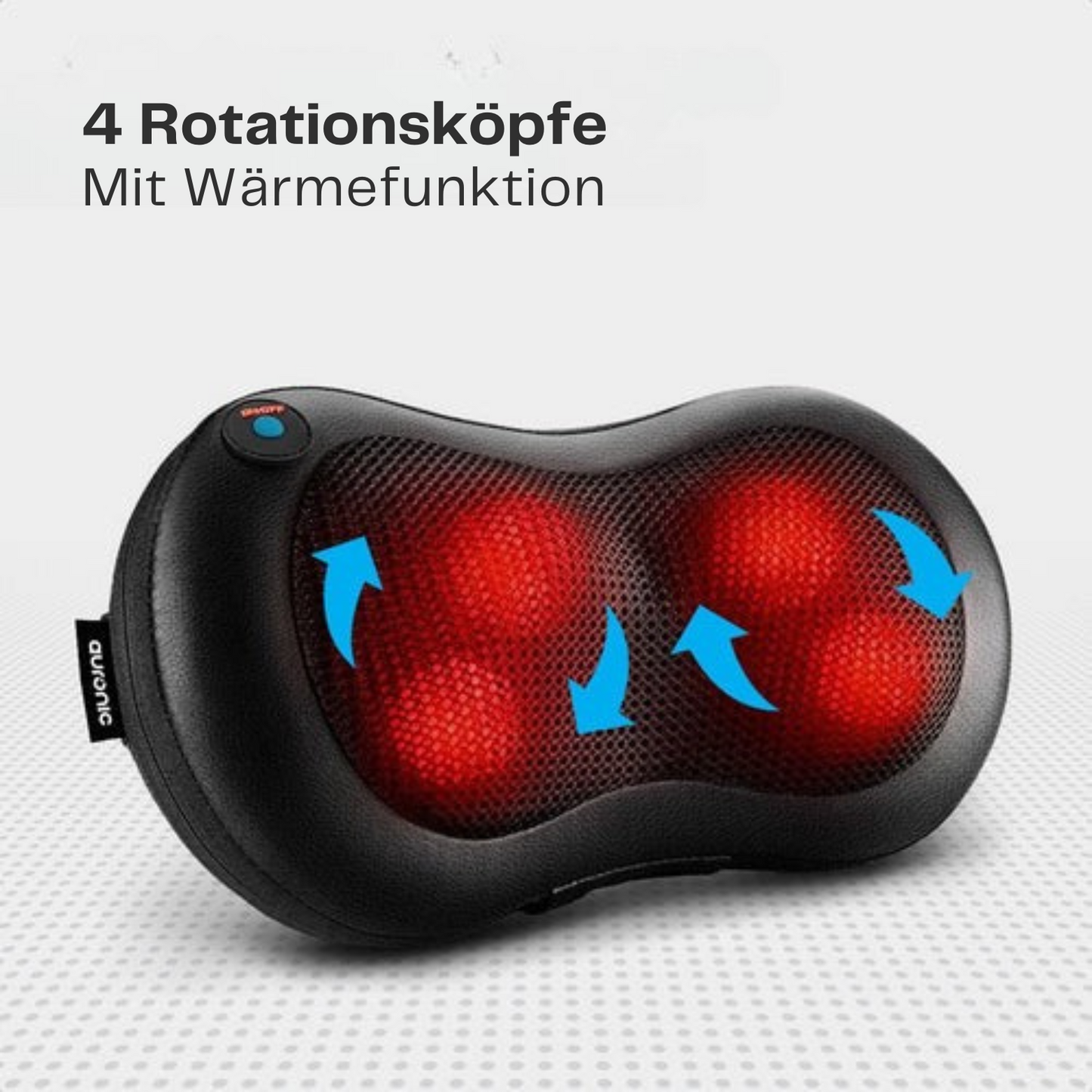 Auronic Shiatsu Massagekissen - für Nacken & Rücken - Wärmefunktion - Kabellos - Schwarz