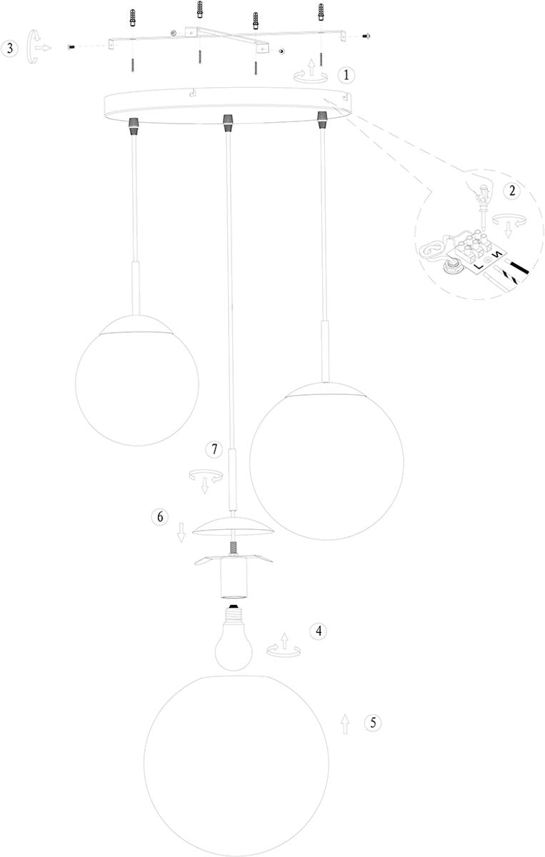 Steinhauer - Pendelleuchte - Bollique LED - schwarz - Glas Metall - Ø 40cm - E27 - 3123ZW