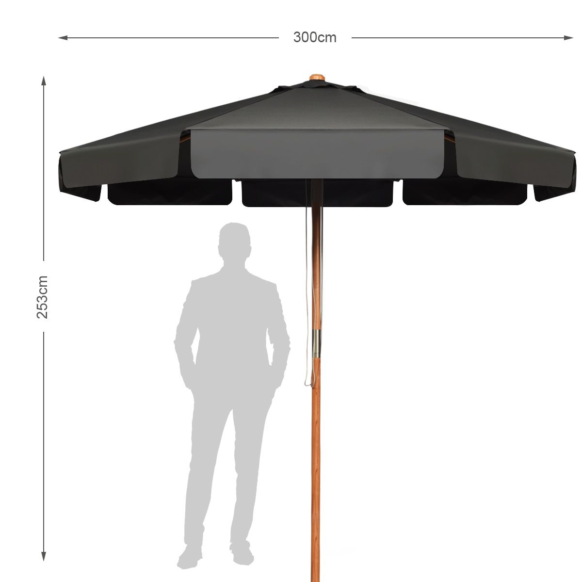 Coast Terrassen-Sonnenschirm - Ã˜3m - 8 Stangen - Schwarz