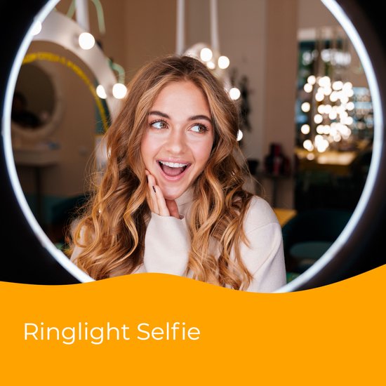 Studio ME Ringleuchte mit Stativ - 10 inch / 26 cm - Ringleuchte - Rose Gold - Tiktok Lampe - Ringleuchte mit Stativ - 30 Lichtstufen - Ringleuchte - inkl. Fernbedienung & Mini-Stativ - Ringleuchten