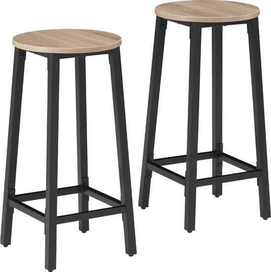 tectake - 2er Set Barhocker "Corby" - industriell - hellbraun - 404333