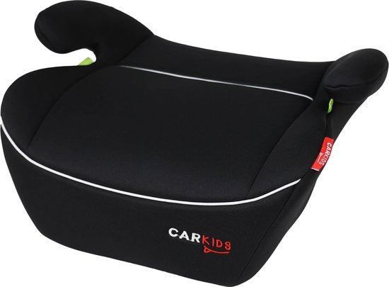 Carkids I-Size Sitzerhöhung Alex – Entspricht der Norm I-Size R-129 – Für Kinder von 125–150 cm – Abnehmbarer und waschbarer Bezug – Flexible Montage – Schwarz/Weiß