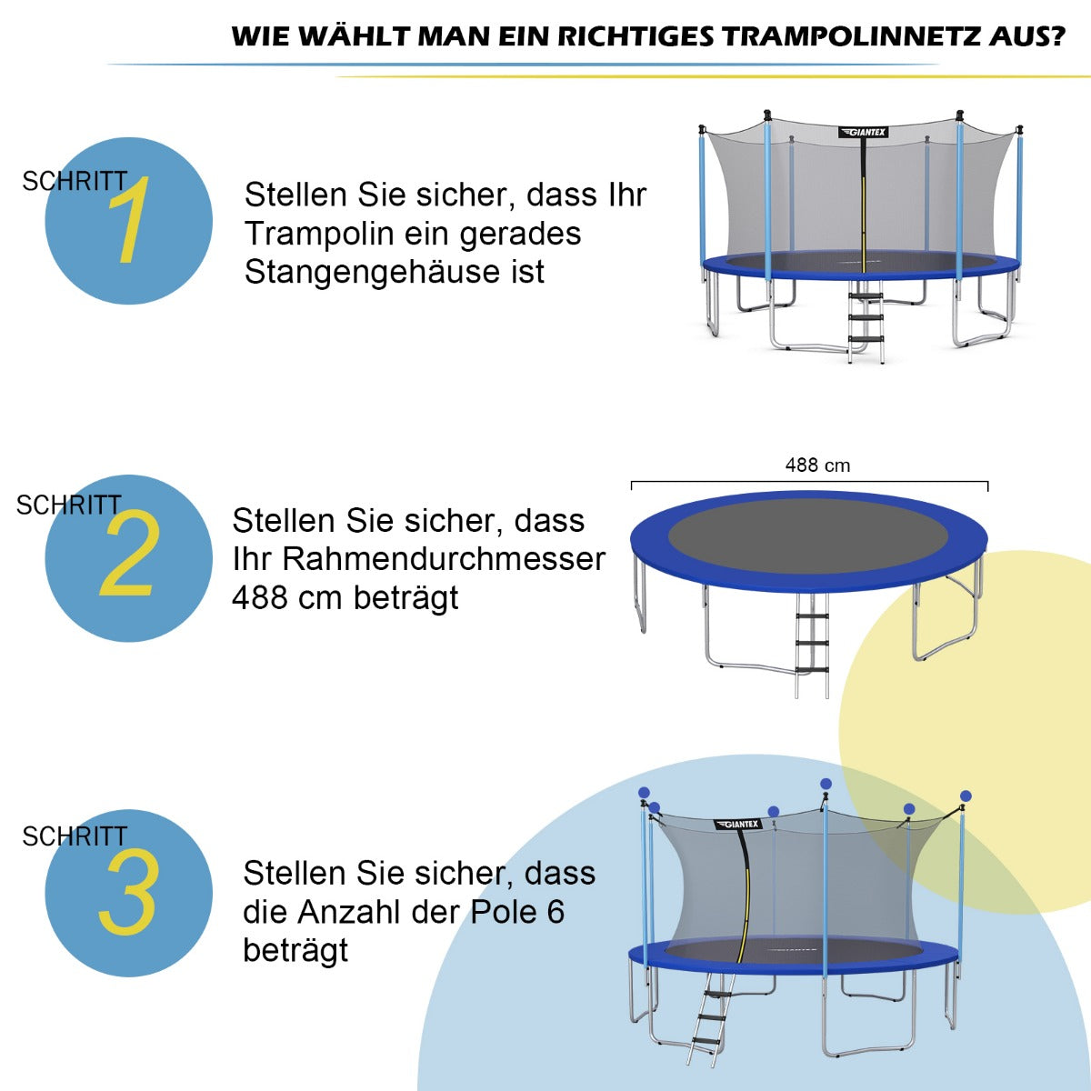 Coast Sicherheitsnetz für Trampolin Ø487 cm x 180 cm - Schwarz