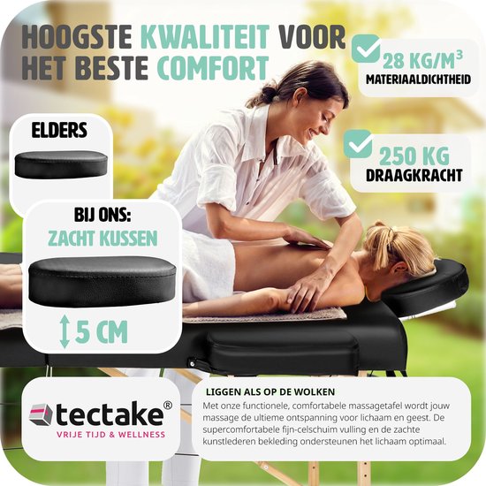 Mobile Massageliege - Abdeckung 5cm - 2 Zonen + Tragetasche schwarz