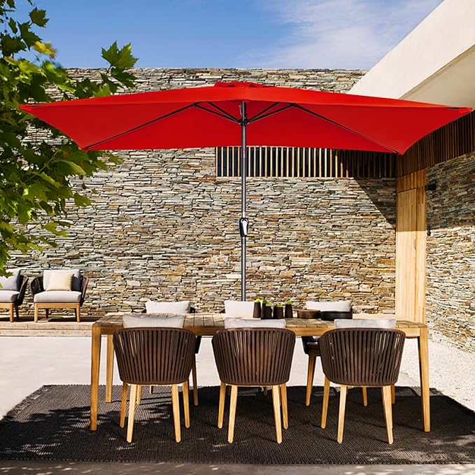 Angel Living Garten Sonnenschirm - 2 x 3 m - Aluminium - Neigbar - Rot