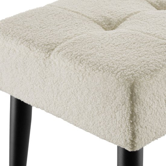 tectake® Gepolsterte Bank – 95 x 38 x 45 cm – Steppmuster – Belastbarkeit 220 kg – Sitzbank – Flurbank – Bank für Wohnzimmer, Schlafzimmer, Esszimmer – Bouclé, cremefarben