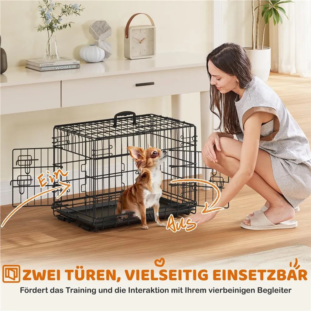 Yaheetech Hundebank - klappbar - 61,5x41,5x47 cm - Transportbank - untere Schublade - Trennwand - Schwarz