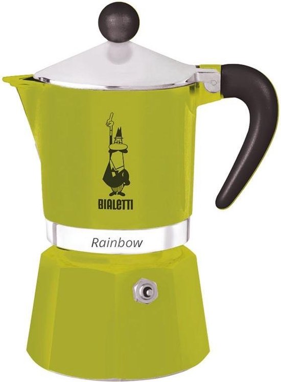 Bialetti Rainbow Percolator 1 Tasse, grün – Espressokocher – Aluminium – italienische Kaffeemaschine – 60 ml