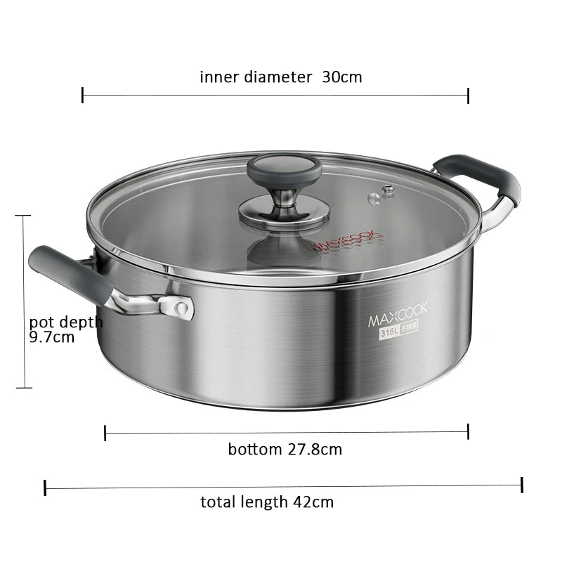 Maxcook Edelstahl-Hotpot – 30 cm – 6,5 Liter