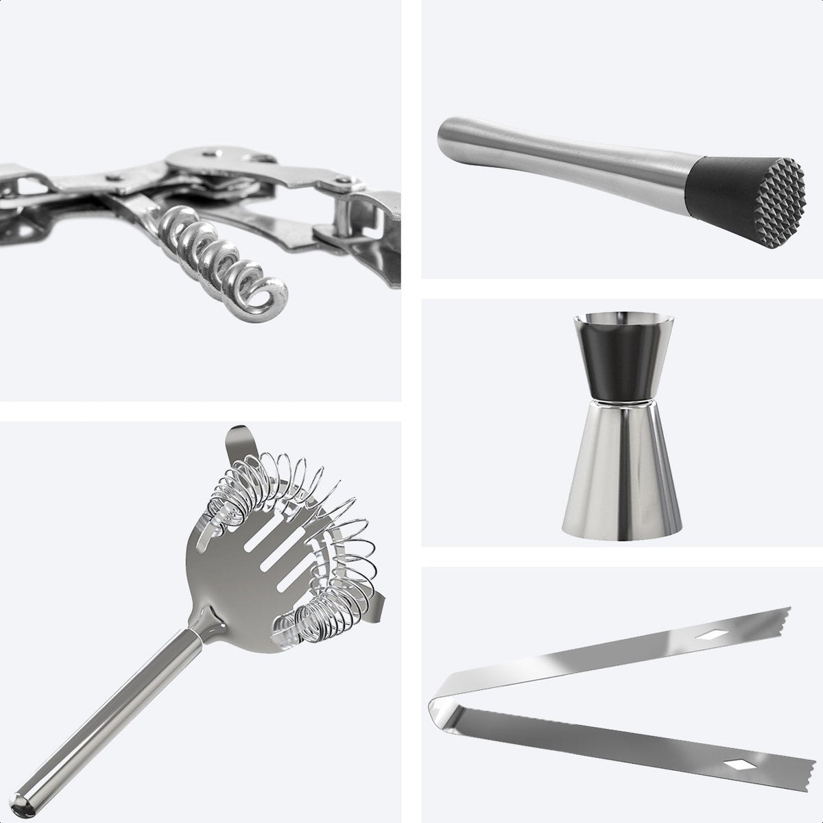 KitchenBrothers Cocktail Set mit Cocktail Shaker - 13 Teile - Komplettset - Geschenkbox - Edelstahl